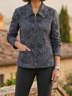 Tribal Textured Floral Jacquard Jacket/Blazer